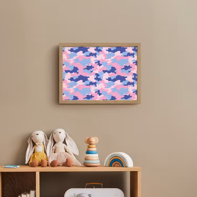 Camouflage - Patroon - Donkerblauw Light Box met batterij (Wandlamp kind) middel -sfeer2_kind