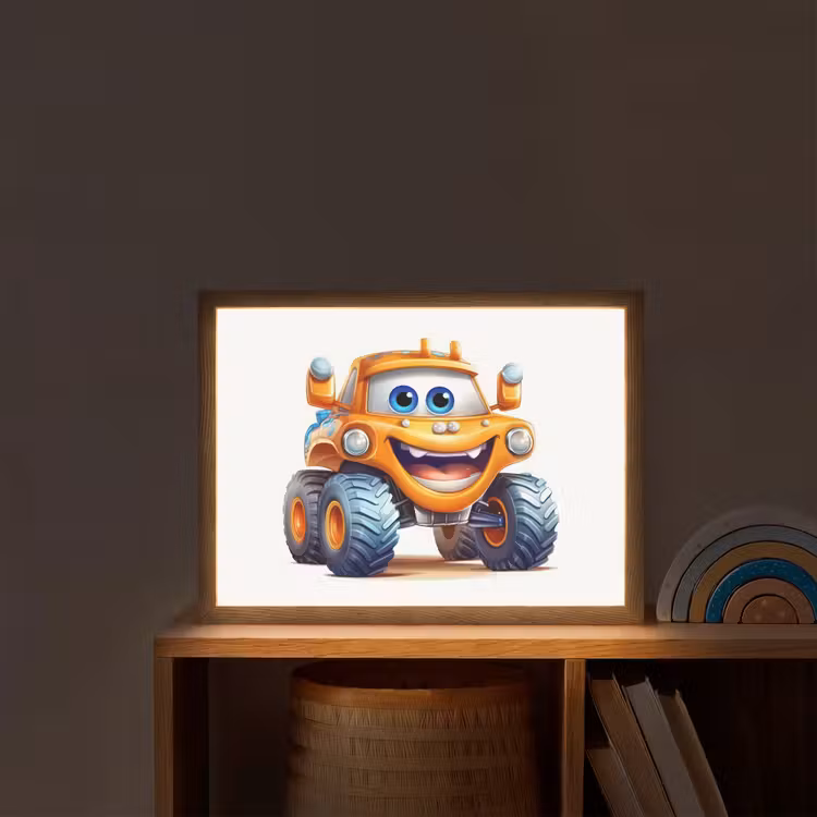 Auto - Oranje - Jongen - Kind Light Box met batterij (Wandlamp kind) middel -sfeer1_kind