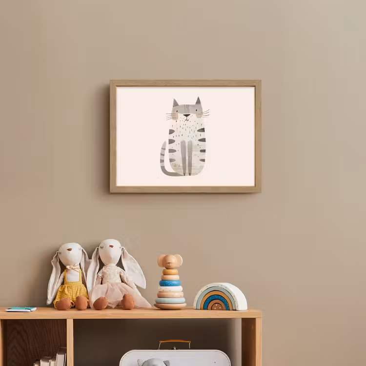 Kat - Dieren - Beige Light Box met batterij (Wandlamp kind) middel -sfeer2_kind