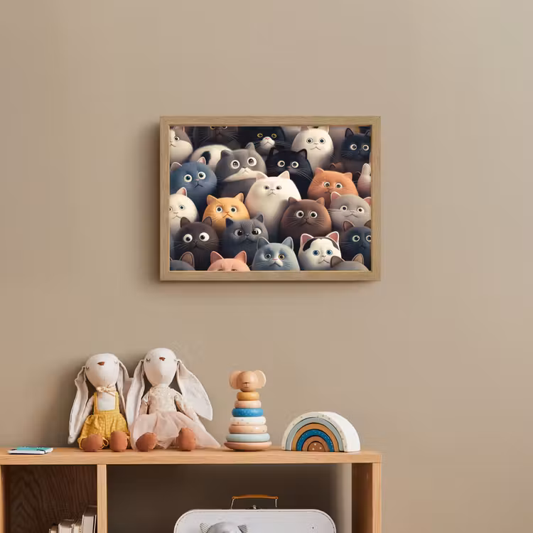 Kat - Dieren - Poes - Patroon - Jongen - Meisje Light Box met batterij (Wandlamp kind) middel -sfeer2_kind