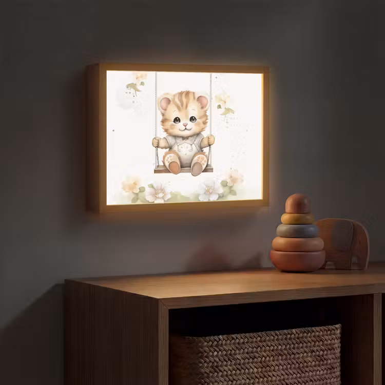 Poes - Baby - Dier - Kinderen Light Box met batterij (Wandlamp kind) middel -sfeer5_kind