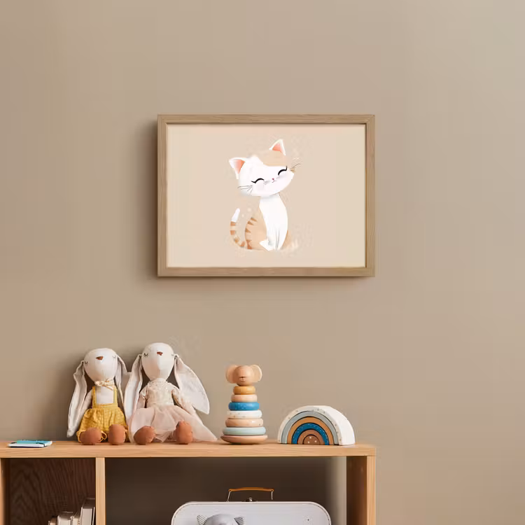 Kat - Kitten - Beige Light Box met batterij (Wandlamp kind) middel -sfeer2_kind