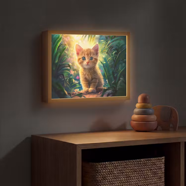 Kat - Huisdier - Natuur Light Box met batterij (Wandlamp kind) middel -sfeer5_kind