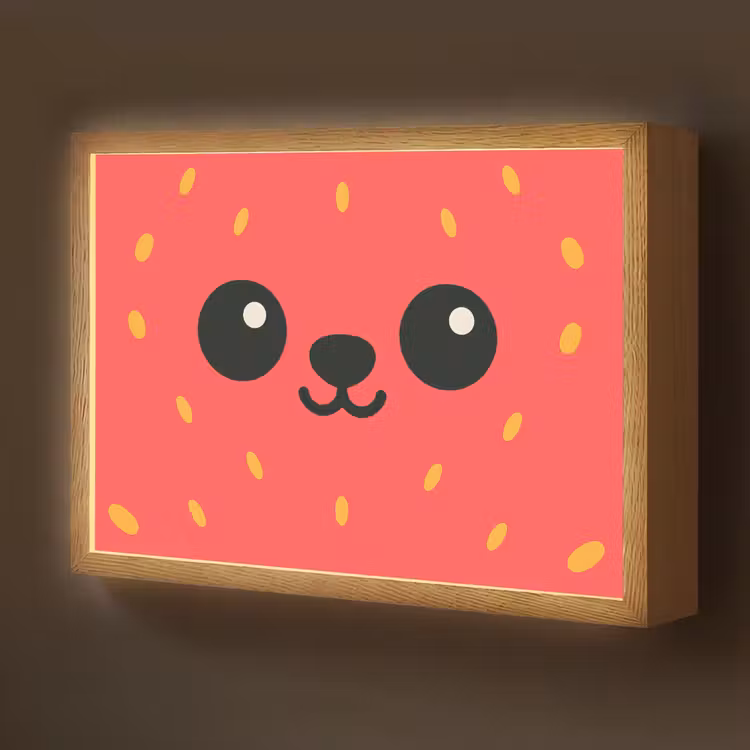 Kat - Aardbei - Cartoon Light Box met batterij (Wandlamp kind) middel -z3d_website