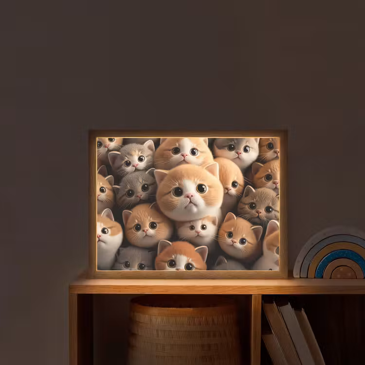Katten - Huisdieren - Kitten - Design - Jongens - Meisjes Light Box met batterij (Wandlamp kind) middel -sfeer1_kind