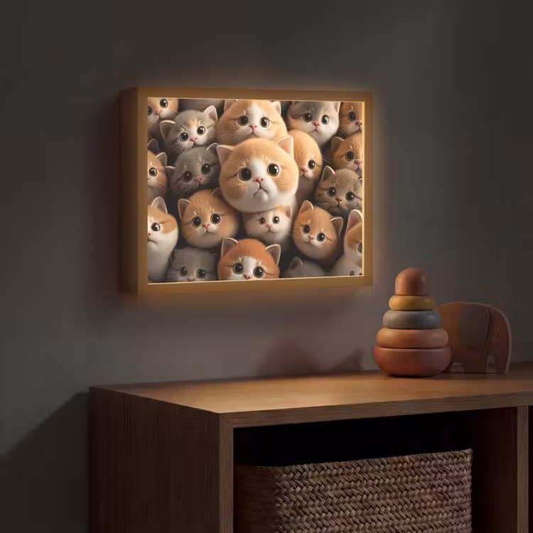 Katten - Huisdieren - Kitten - Design - Jongens - Meisjes Light Box met batterij (Wandlamp kind) middel -sfeer5_kind