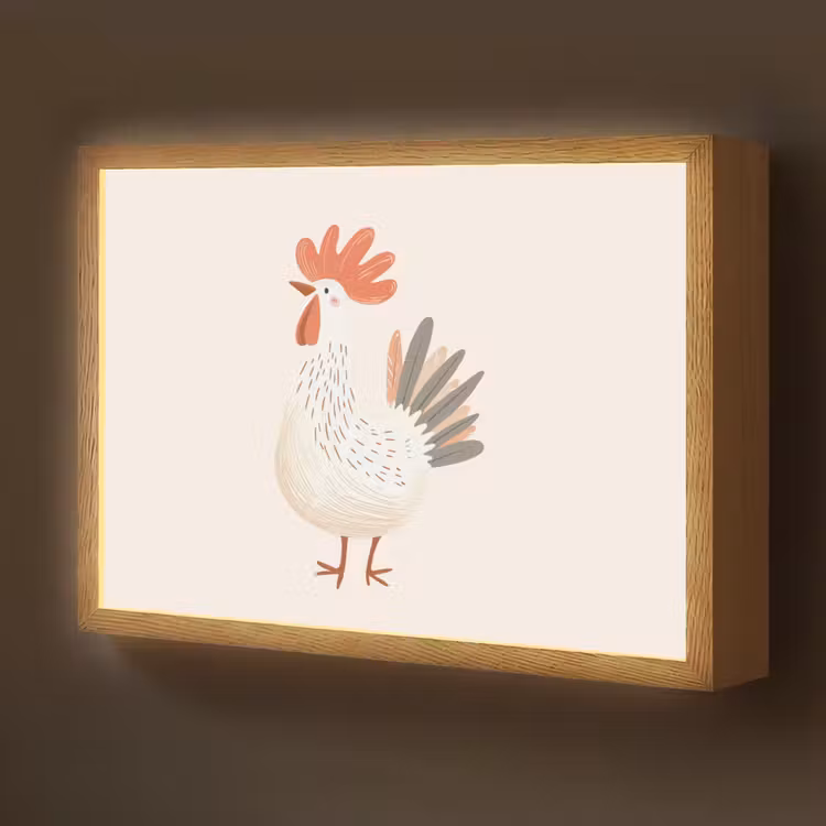 Kip - Boerderij - Dieren Light Box met batterij (Wandlamp kind) middel -z3d_website