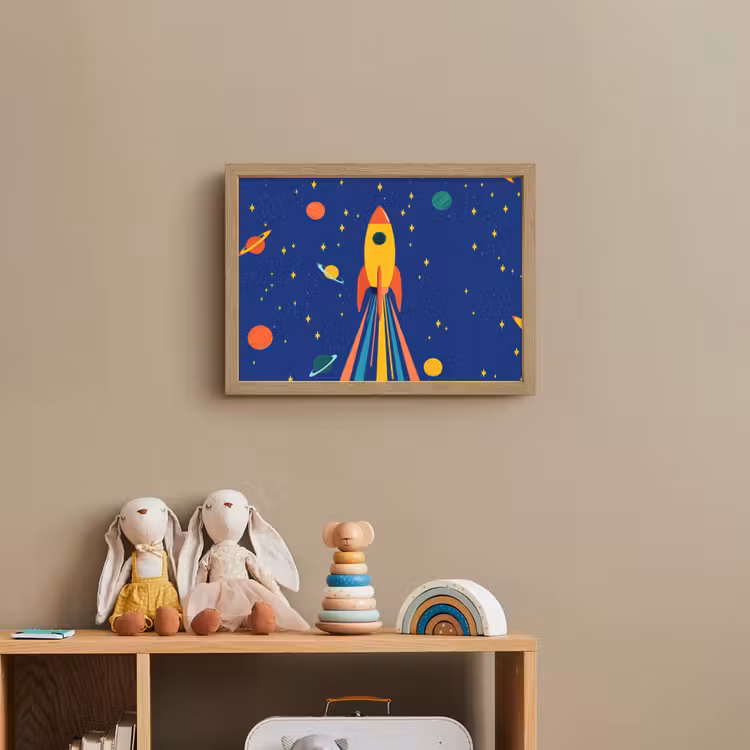 Kleurrijk - Raket - Ruimte Light Box met batterij (Wandlamp kind) middel -sfeer2_kind