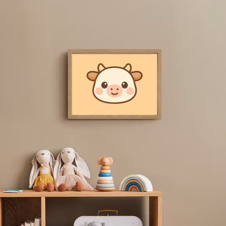 Koe - Oranje - Cartoon Light Box met batterij (Wandlamp kind) middel -sfeer2_kind