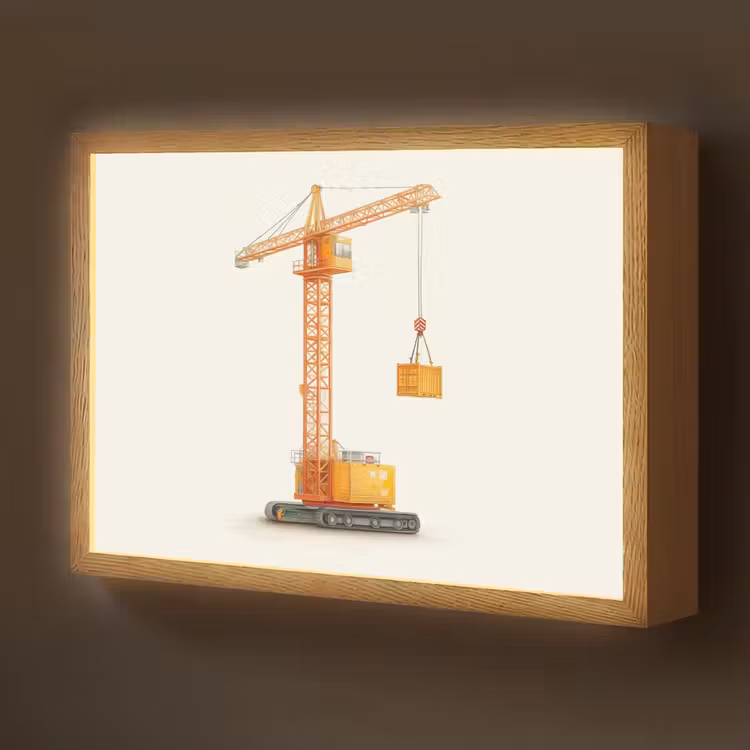 Kraan - Oranje - Scheepscontainer Light Box met batterij (Wandlamp kind) middel -z3d_website