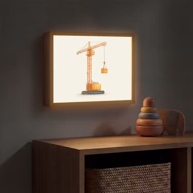 Kraan - Oranje - Scheepscontainer Light Box met batterij (Wandlamp kind) middel -sfeer5_kind