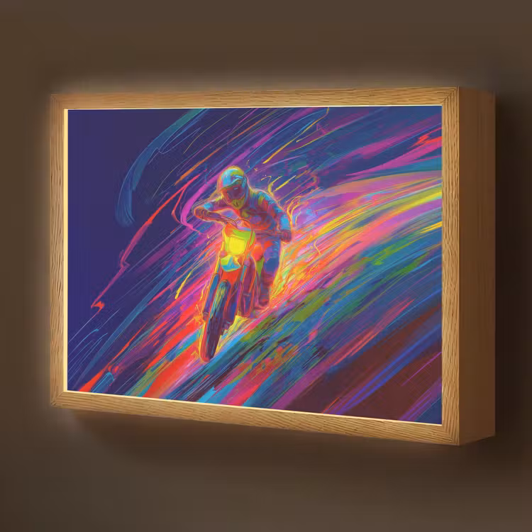 Crossmotor - Neonkleuren - Lijnen - Helm Light Box met batterij (Wandlamp kind) middel -z3d_website