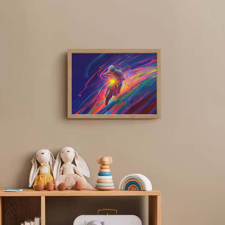 Crossmotor - Neonkleuren - Lijnen - Helm Light Box met batterij (Wandlamp kind) middel -sfeer2_kind