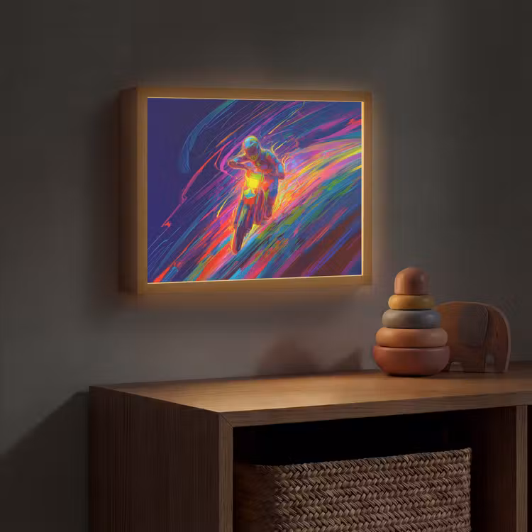 Crossmotor - Neonkleuren - Lijnen - Helm Light Box met batterij (Wandlamp kind) middel -sfeer5_kind