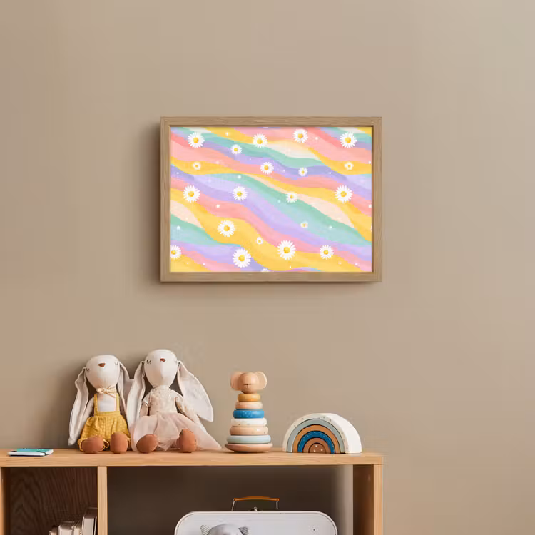 Madeliefjes - Kleurrijk - Pastel Light Box met batterij (Wandlamp kind) middel -sfeer2_kind