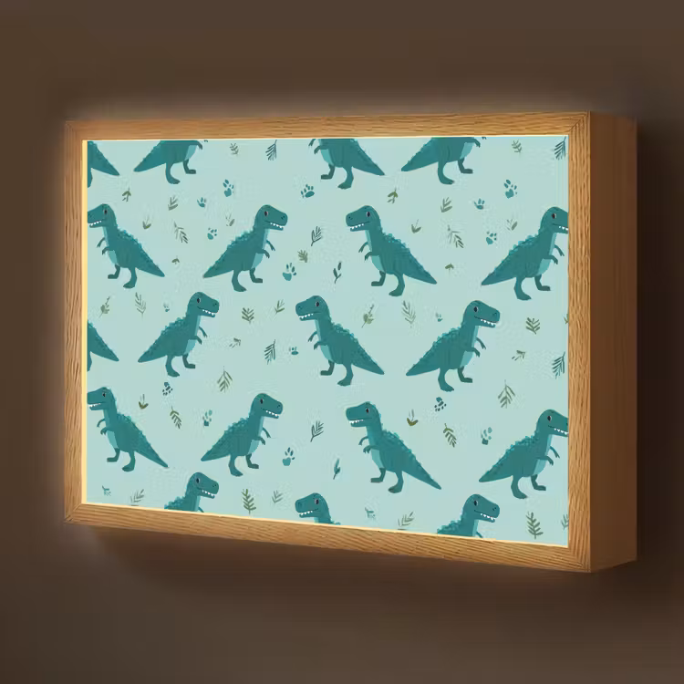 Donkergroen - Dinosaurussen - Afdrukken - Bladeren Light Box met batterij (Wandlamp kind) middel -z3d_website