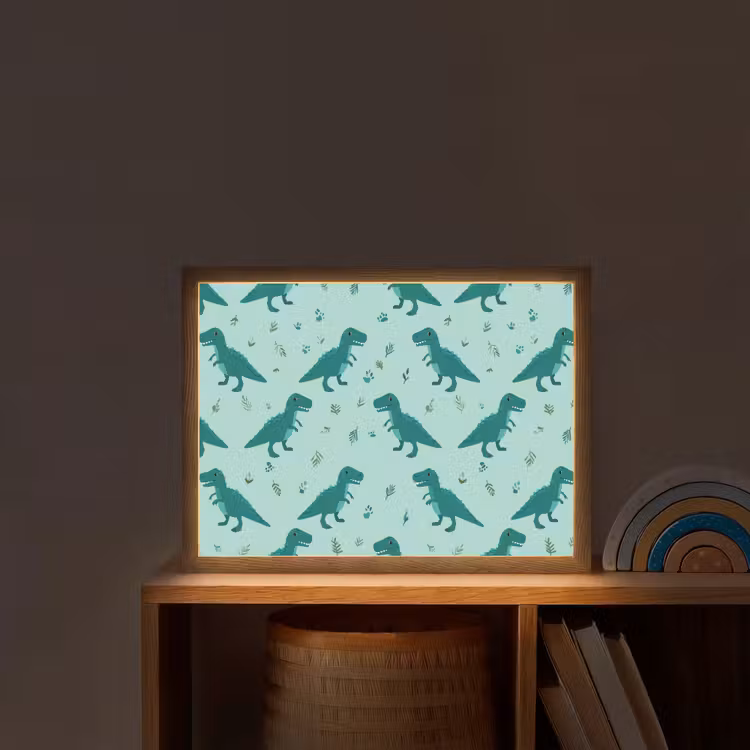 Donkergroen - Dinosaurussen - Afdrukken - Bladeren Light Box met batterij (Wandlamp kind) middel -sfeer1_kind