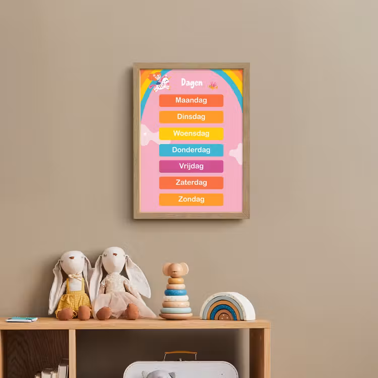 Dagen van de week - Educatief - Leren voor kinderen - Roze Light Box met batterij (Wandlamp kind) middel -sfeer2_kind