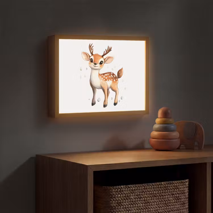Hert - Dier - Bruin Light Box met batterij (Wandlamp kind) middel -sfeer5_kind