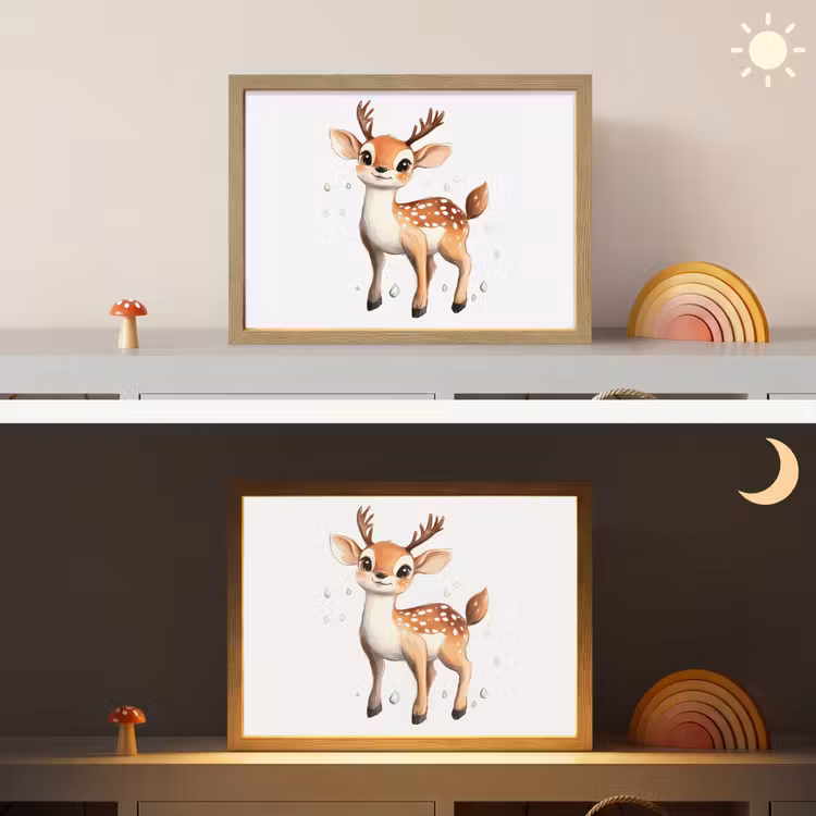 Hert - Dier - Bruin Light Box met batterij (Wandlamp kind) middel -sfeer3_kind