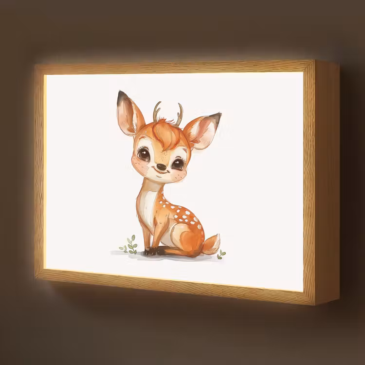 Hert - Baby - Dieren Light Box met batterij (Wandlamp kind) middel -z3d_website