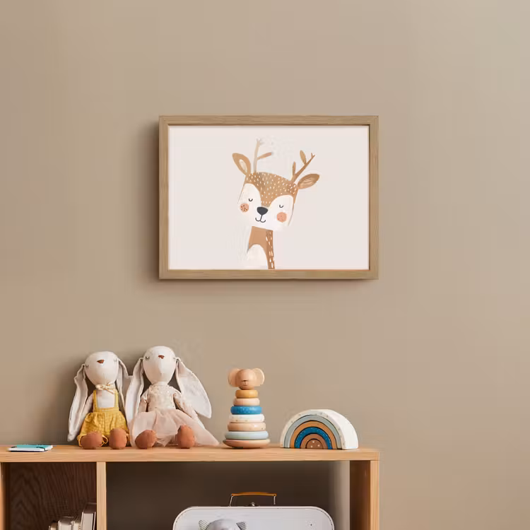 Hert - Bosdieren - Beige Light Box met batterij (Wandlamp kind) middel -sfeer2_kind