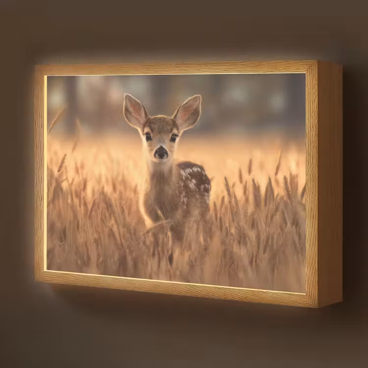 Hert - Graanveld - Bruin Light Box met batterij (Wandlamp kind) middel -z3d_website