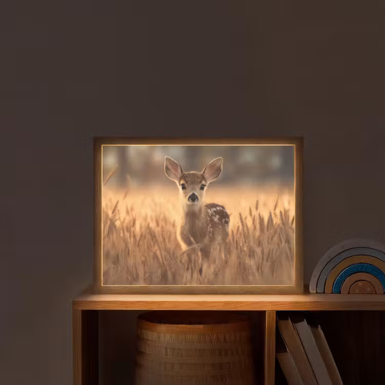 Hert - Graanveld - Bruin Light Box met batterij (Wandlamp kind) middel -sfeer1_kind