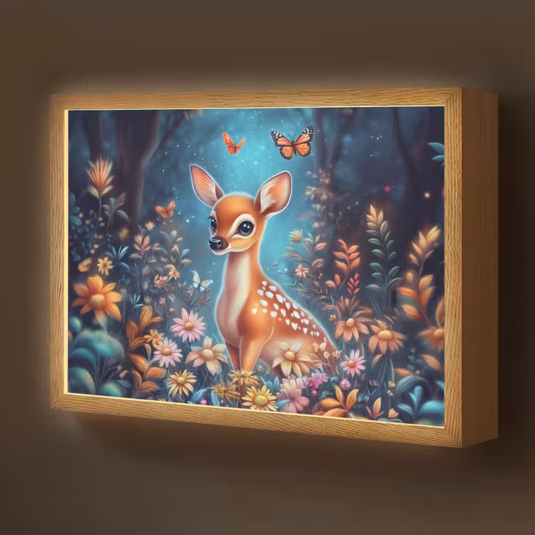Hert - Magisch - Sprookjesbos Light Box met batterij (Wandlamp kind) middel -z3d_website