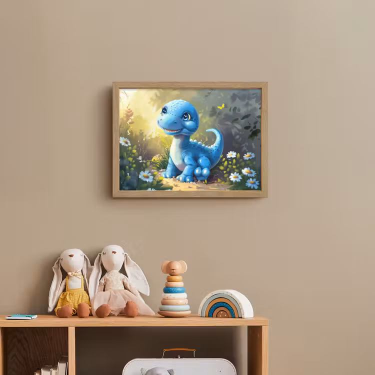 Dino - Blauw - Baby - Dinosaurus Light Box met batterij (Wandlamp kind) middel -sfeer2_kind