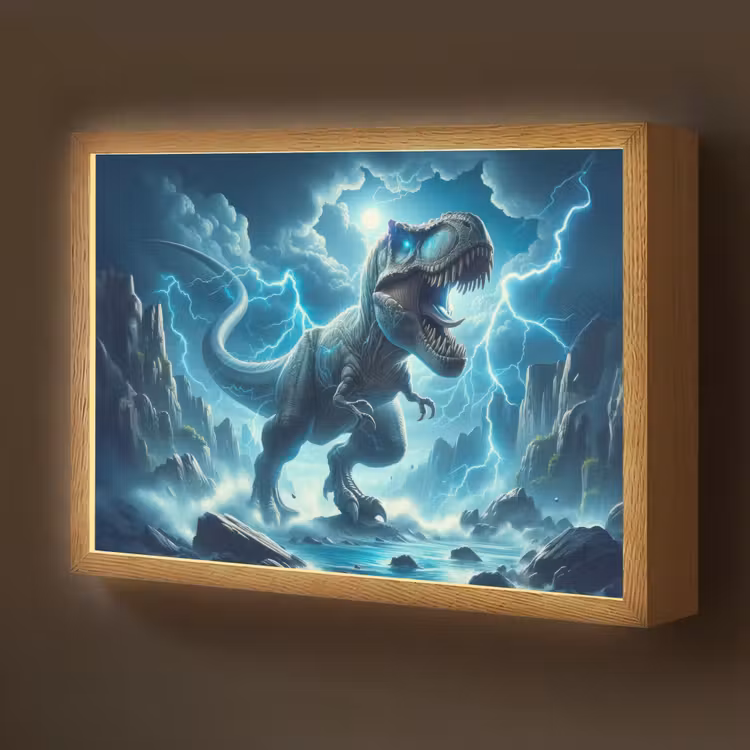 Dino - Blauw - Jongens Light Box met batterij (Wandlamp kind) middel -z3d_website