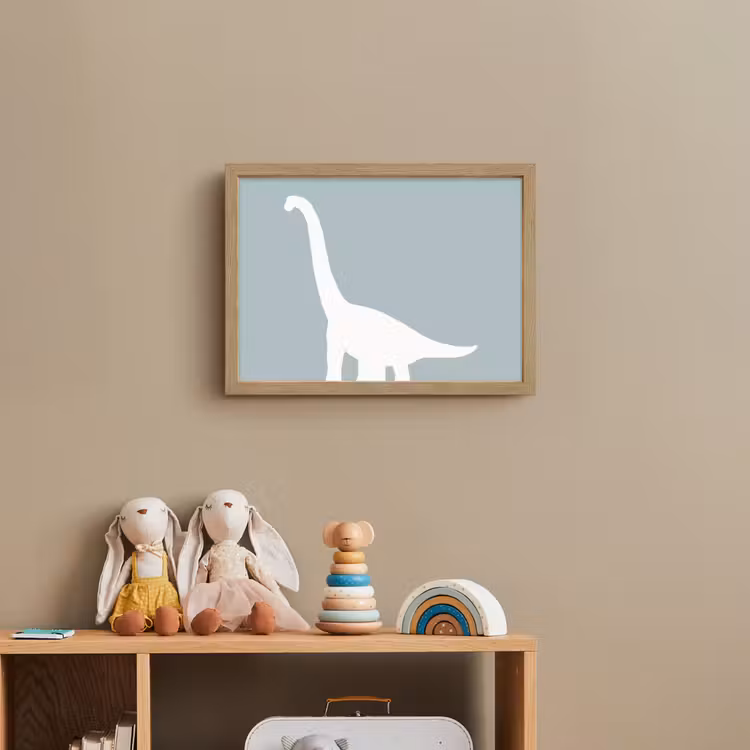 Dino - Brachiosaurus - Dinosaurus - Blauw Light Box met batterij (Wandlamp kind) middel -sfeer2_kind