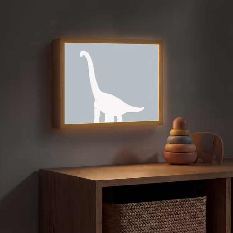 Dino - Brachiosaurus - Dinosaurus - Blauw Light Box met batterij (Wandlamp kind) middel -sfeer5_kind
