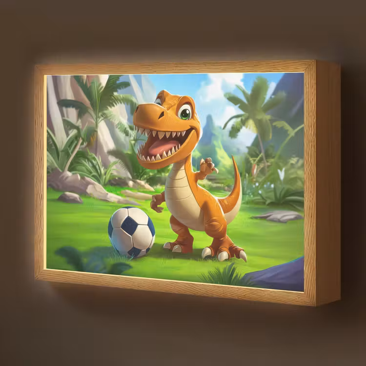 Dino - Voetbal - Groen Light Box met batterij (Wandlamp kind) middel -z3d_website