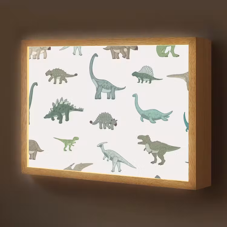 Dino - Groen - Jongens - Dinosaurus - Blauw Light Box met batterij (Wandlamp kind) middel -z3d_website