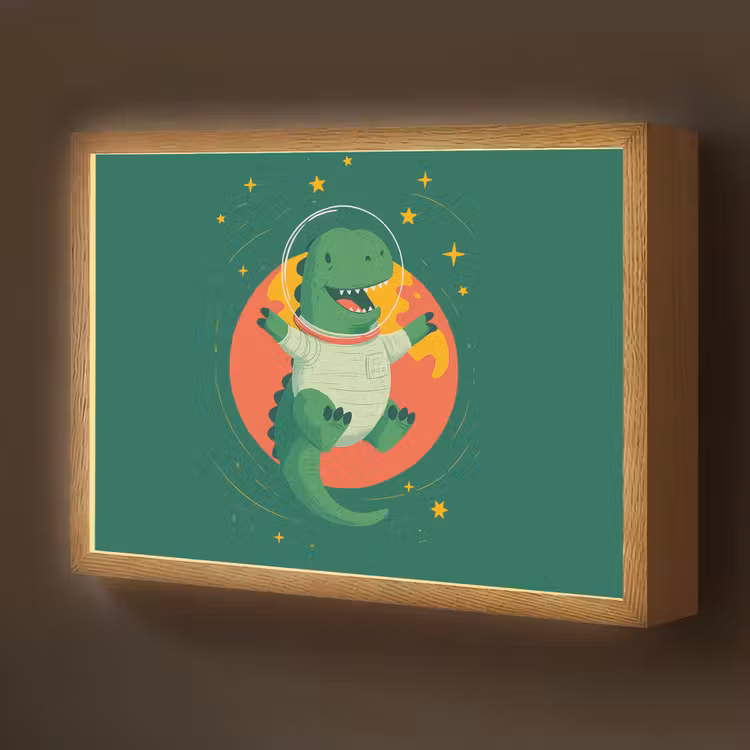 Dino - Groen - Planeet Light Box met batterij (Wandlamp kind) middel -z3d_website