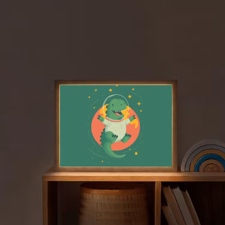 Dino - Groen - Planeet Light Box met batterij (Wandlamp kind) middel -sfeer1_kind