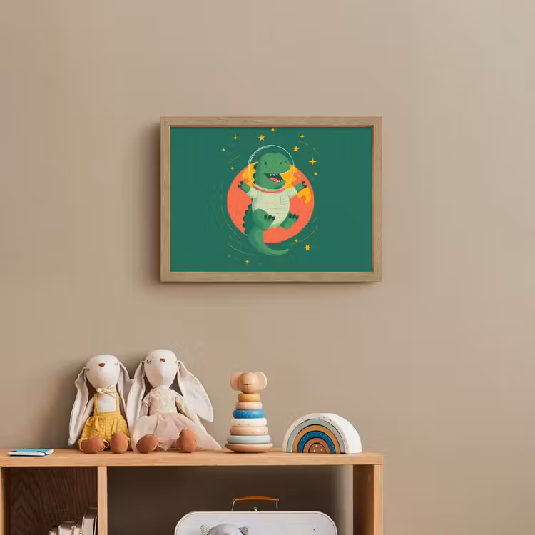 Dino - Groen - Planeet Light Box met batterij (Wandlamp kind) middel -sfeer2_kind