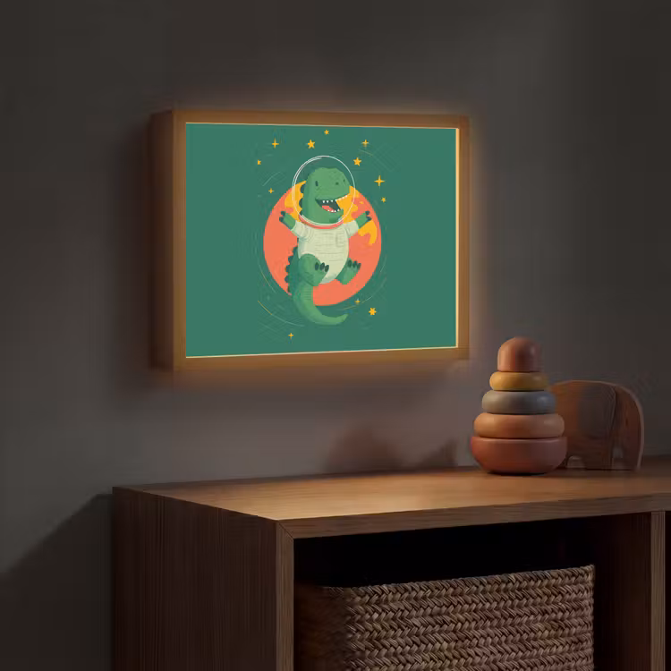 Dino - Groen - Planeet Light Box met batterij (Wandlamp kind) middel -sfeer5_kind