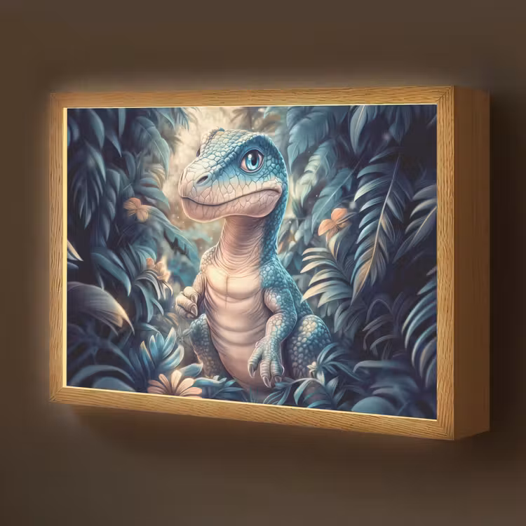 Dino - Jungle - Blauw Light Box met batterij (Wandlamp kind) middel -z3d_website