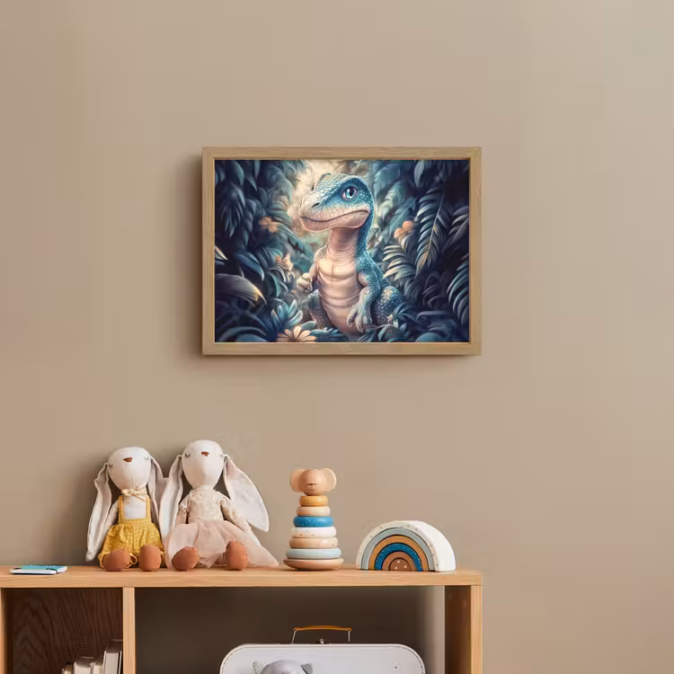 Dino - Jungle - Blauw Light Box met batterij (Wandlamp kind) middel -sfeer2_kind
