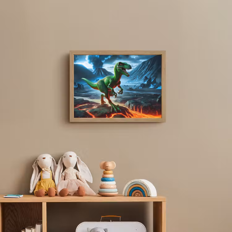 Dino - Lava - Groen - Jongens Light Box met batterij (Wandlamp kind) middel -sfeer2_kind