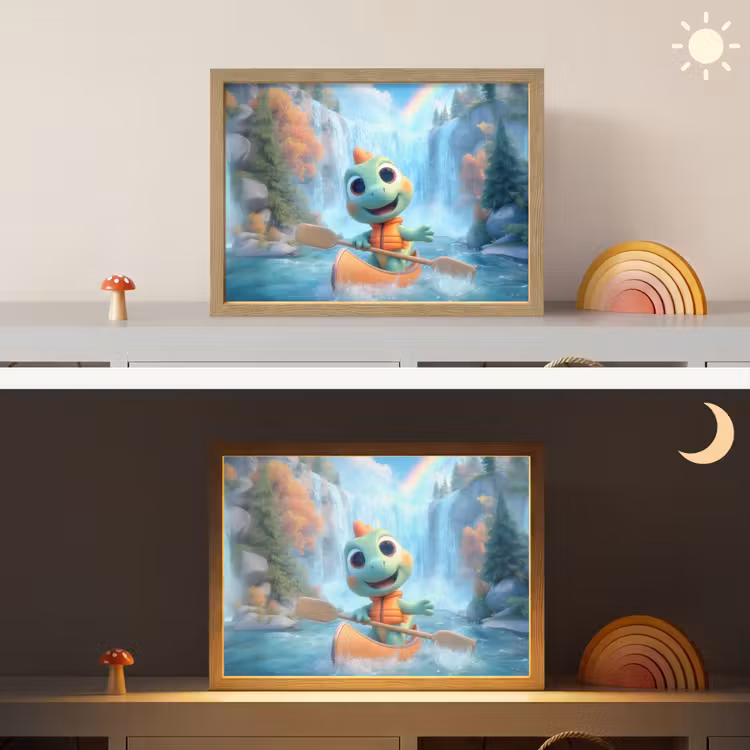 Dino - Natuur - Waterval Light Box met batterij (Wandlamp kind) middel -sfeer3_kind