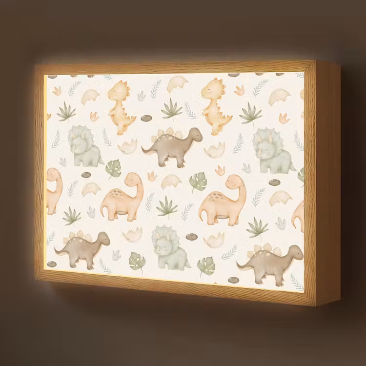 Dino - Patroon - Pastel Light Box met batterij (Wandlamp kind) middel -z3d_website