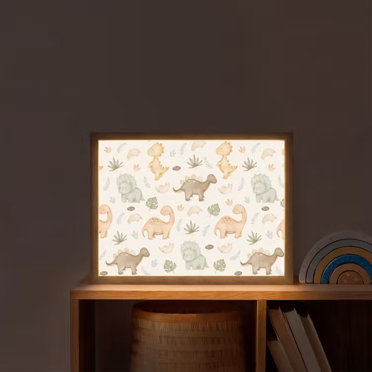 Dino - Patroon - Pastel Light Box met batterij (Wandlamp kind) middel -sfeer1_kind