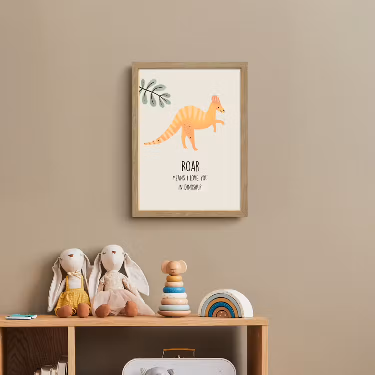 Dino - Quote - Dinosaurus - Beige Light Box met batterij (Wandlamp kind) middel -sfeer2_kind
