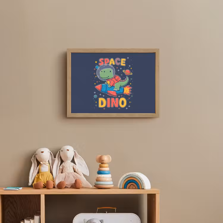 Dino - Raket - Kleurrijk Light Box met batterij (Wandlamp kind) middel -sfeer2_kind
