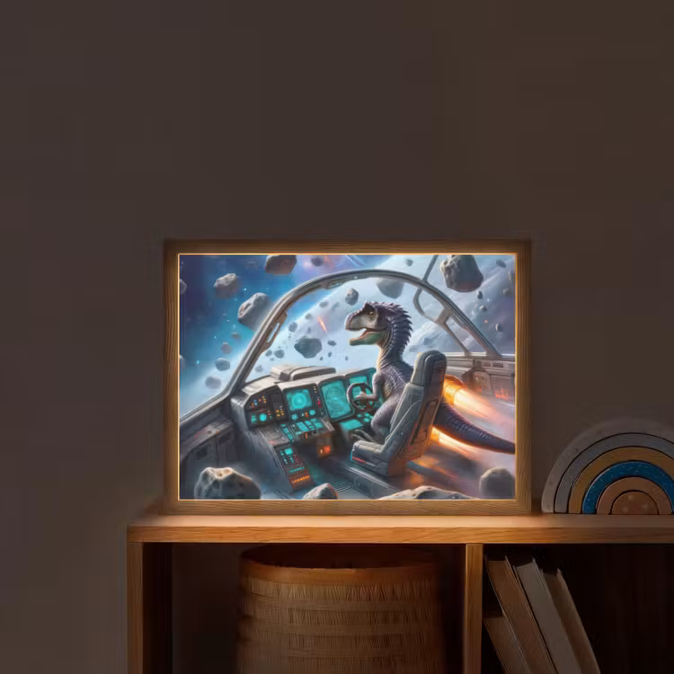 Dino - Ruimte - Jongens Light Box met batterij (Wandlamp kind) middel -sfeer1_kind