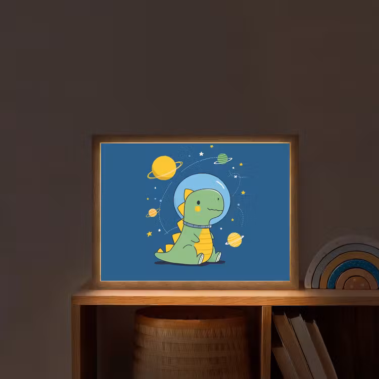 Dino - Ruimte - Planeten Light Box met batterij (Wandlamp kind) middel -sfeer1_kind