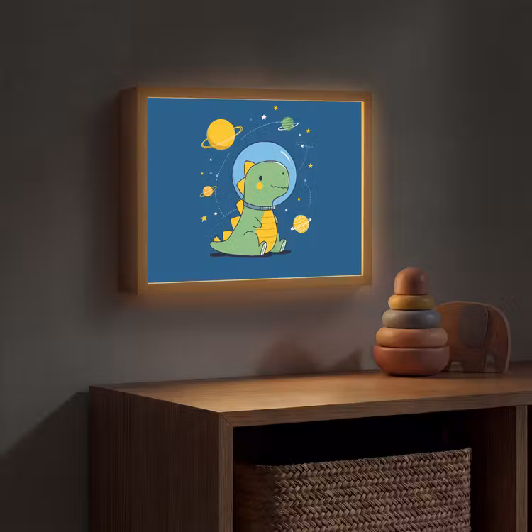 Dino - Ruimte - Planeten Light Box met batterij (Wandlamp kind) middel -sfeer5_kind
